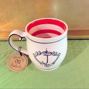 NWT Molly Hatch Coffee Monogram Mug “J”
